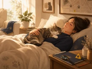 cat sleeping on chest