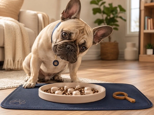 french bulldog using slow feeder