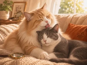 cats grooming each other